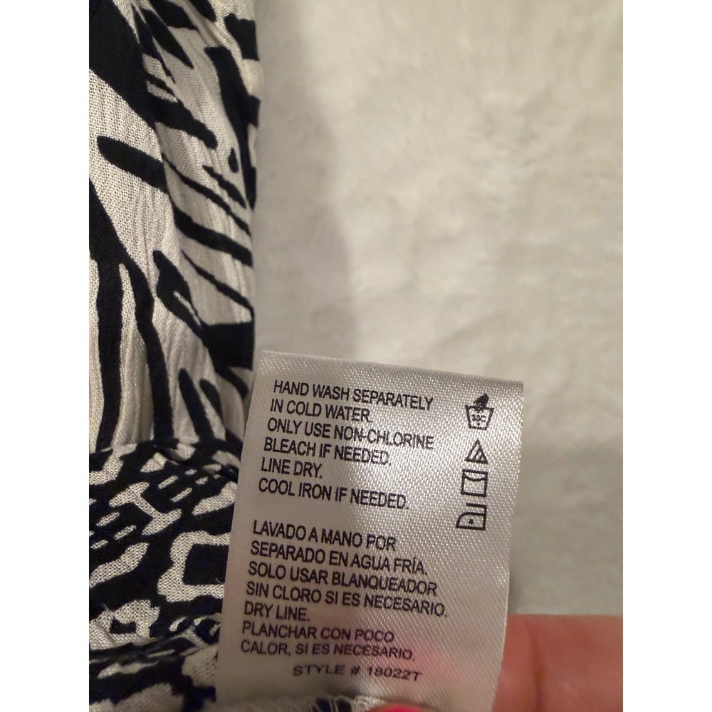Patrons of Peace Black Ivory Mixed Print Sleeveless V-Neck Top XS 18022T - Picture 4 of 7